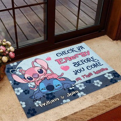 Check Ya Energy - Personalized Couple Ohana Doormat