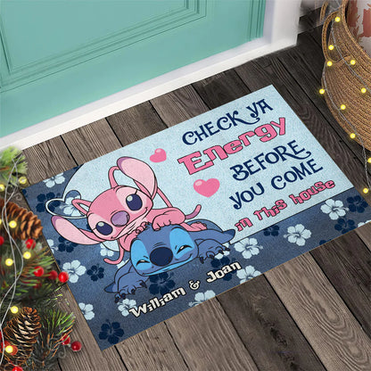 Check Ya Energy - Personalized Couple Ohana Doormat