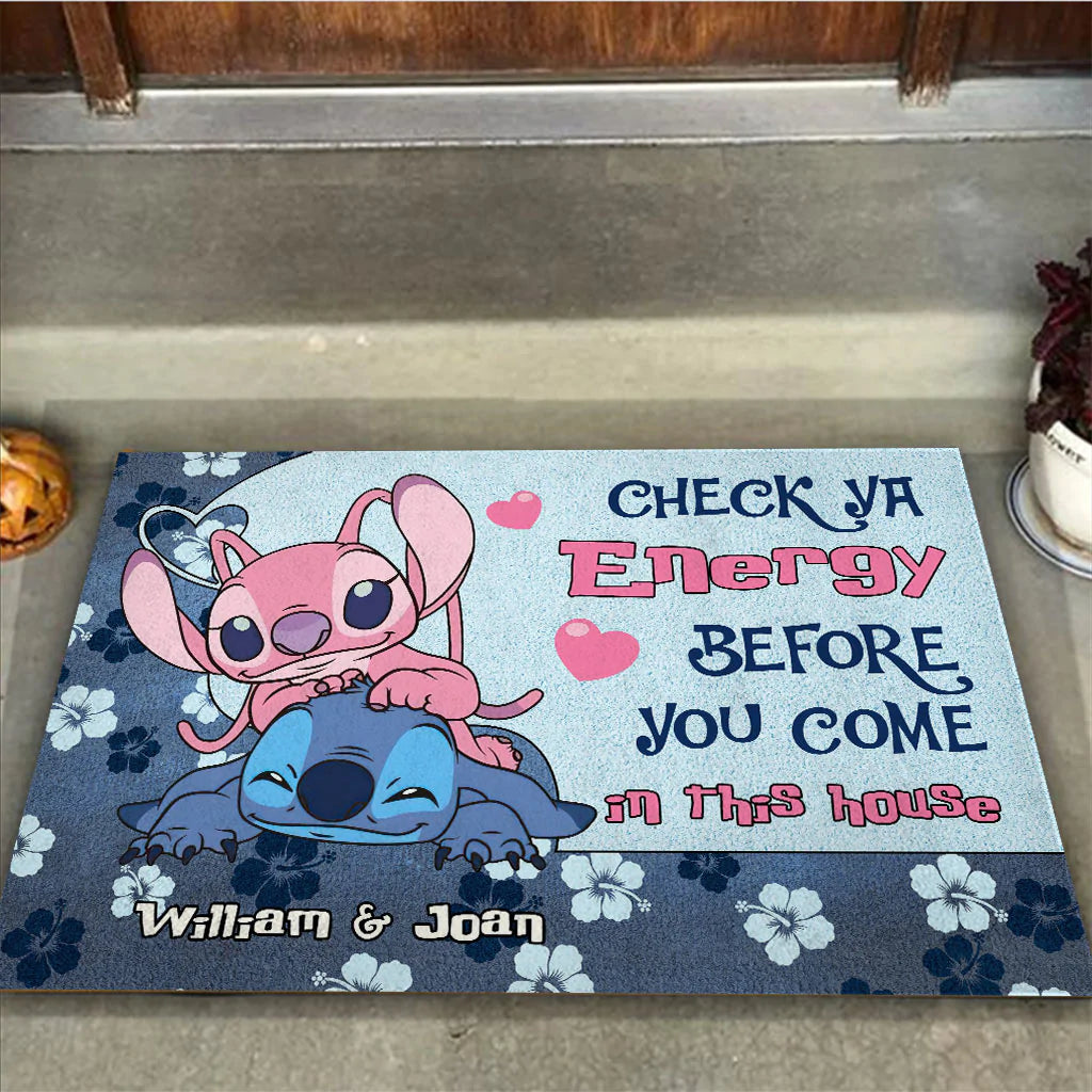 Check Ya Energy - Personalized Couple Ohana Doormat