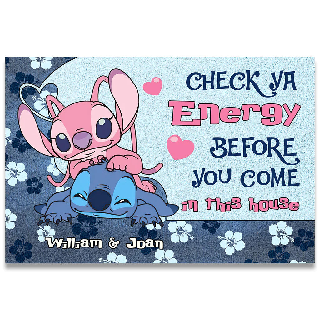 Check Ya Energy - Personalized Couple Ohana Doormat