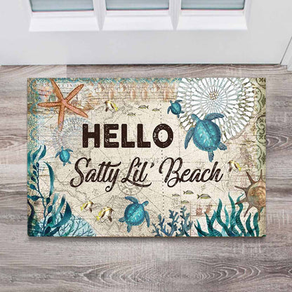 Hello Salty Lil' Beach - Turtle Doormat