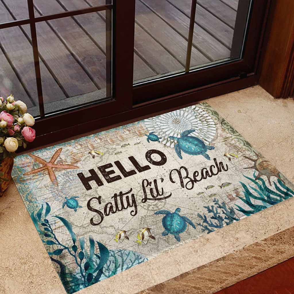 Hello Salty Lil' Beach - Turtle Doormat