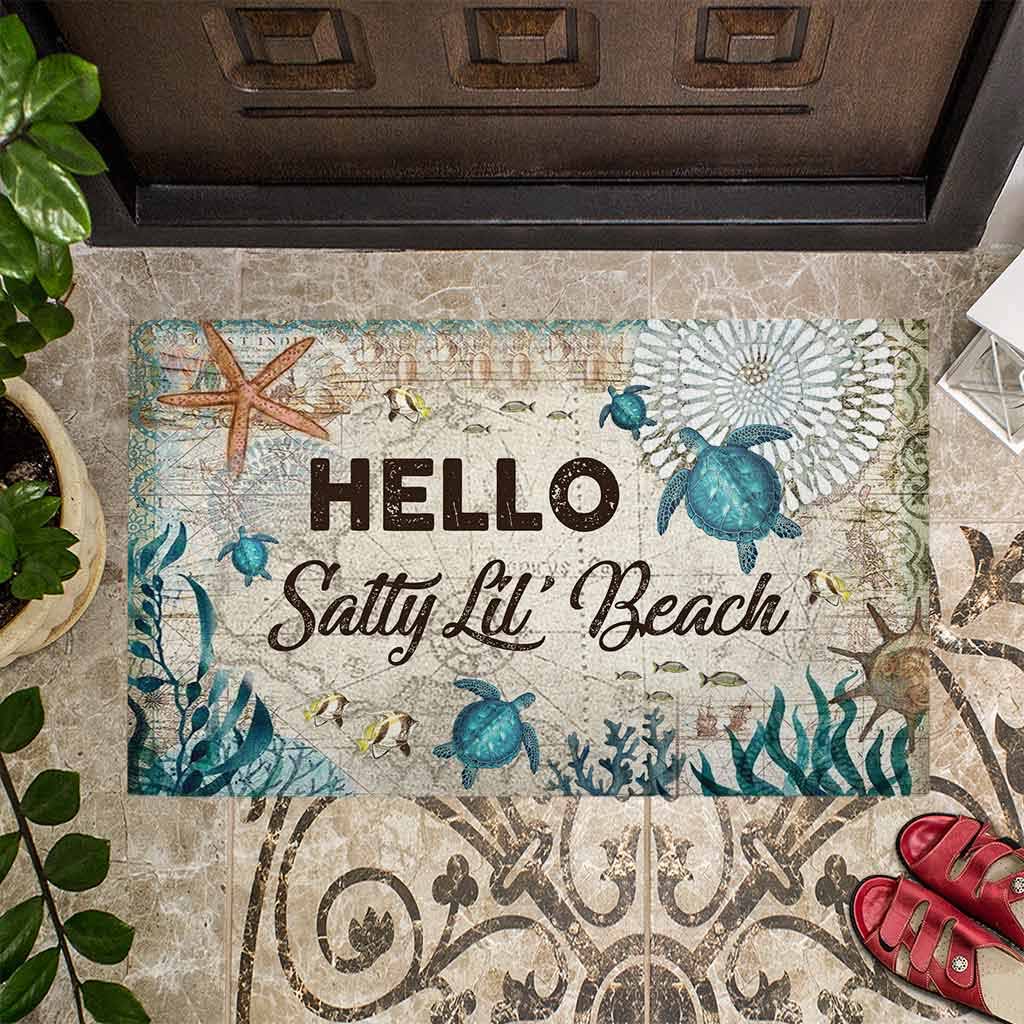 Hello Salty Lil' Beach - Turtle Doormat