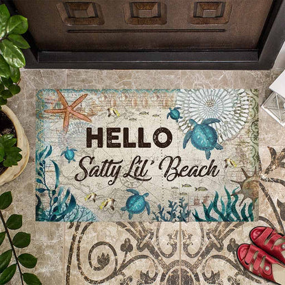 Hello Salty Lil' Beach - Turtle Doormat