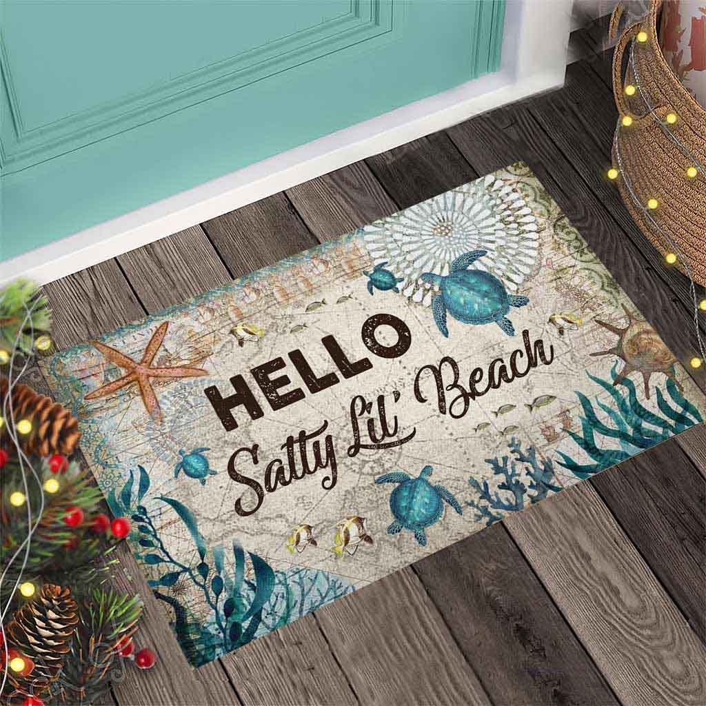 Hello Salty Lil' Beach - Turtle Doormat