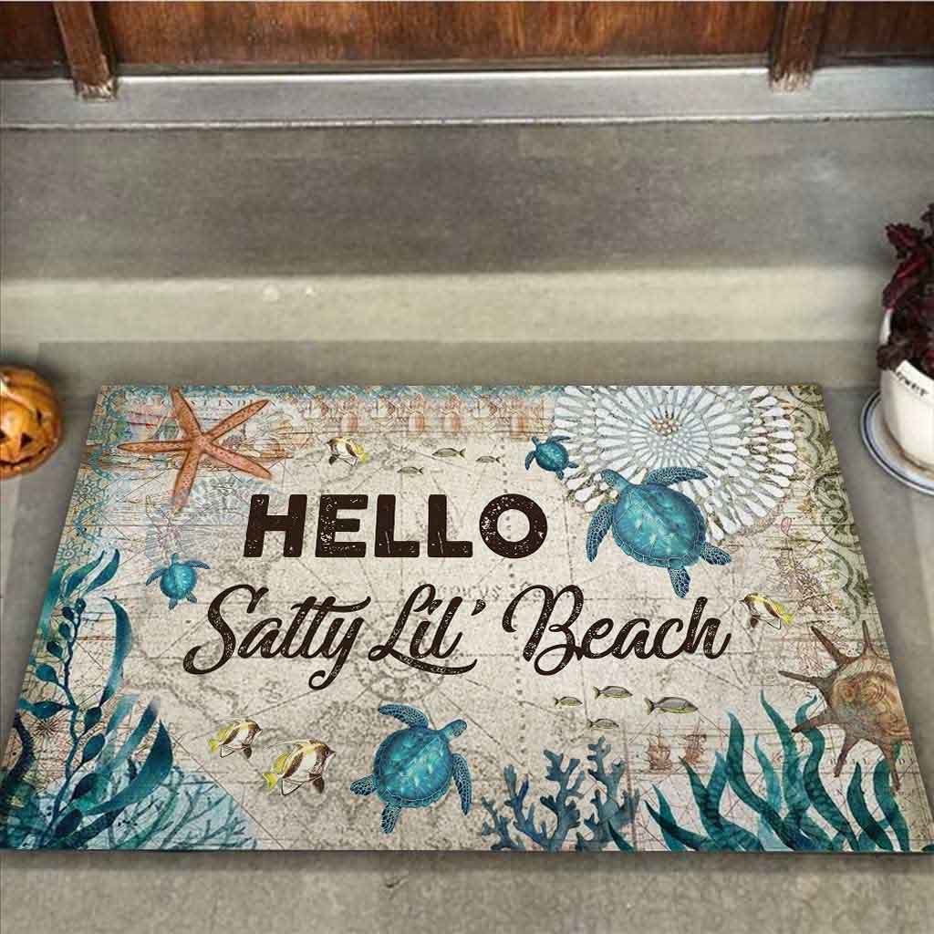 Hello Salty Lil' Beach - Turtle Doormat