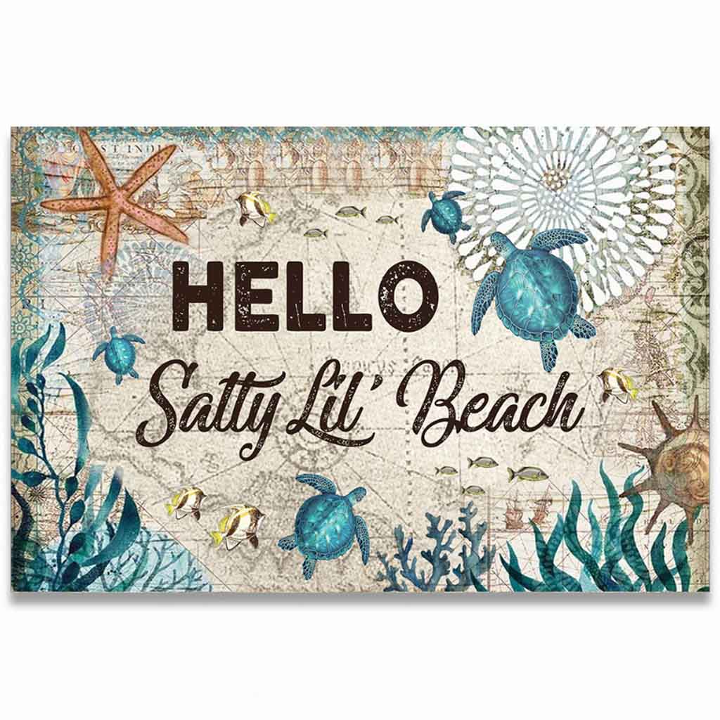 Hello Salty Lil' Beach - Turtle Doormat