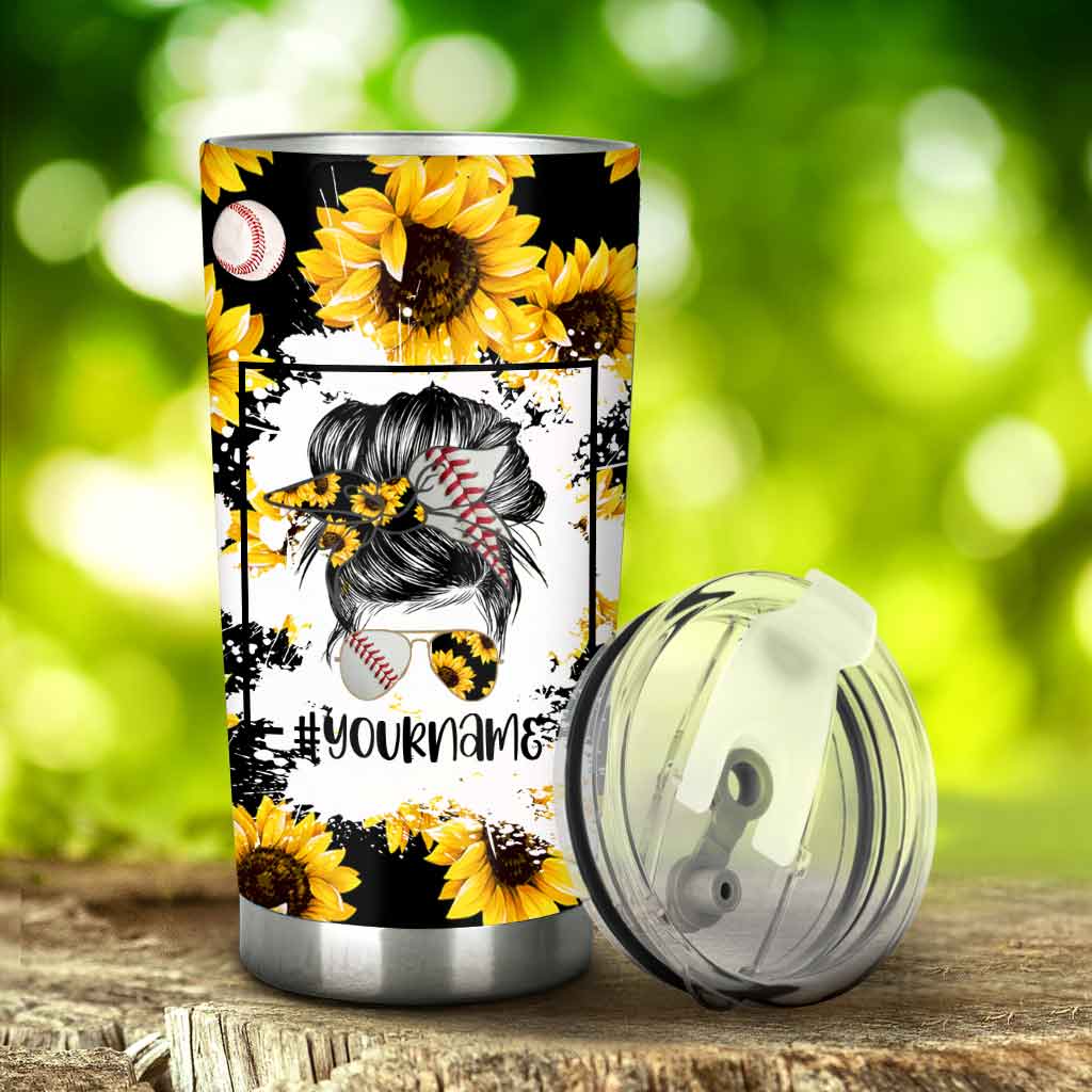 Baseball Mom Sunflower - Baseball Personalized Tumbler