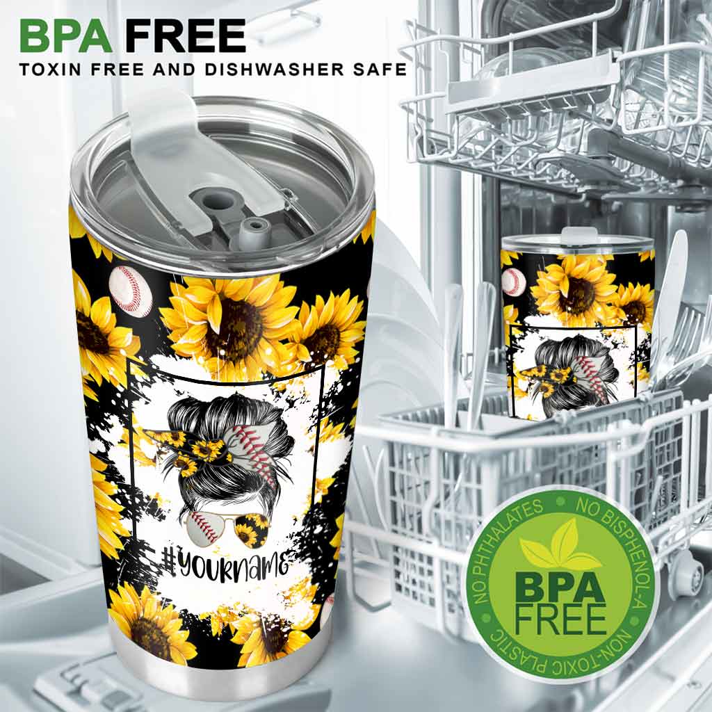 Baseball Mom Sunflower - Baseball Personalized Tumbler