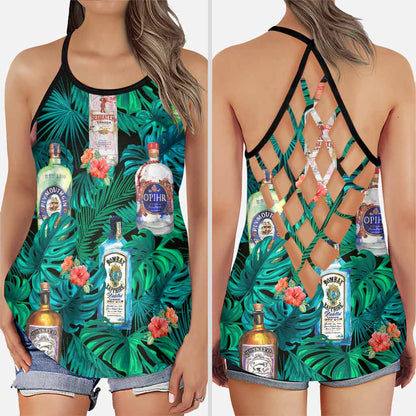 Let The Fun Be-gin Tropical Pattern - Gin Cross Tank Top