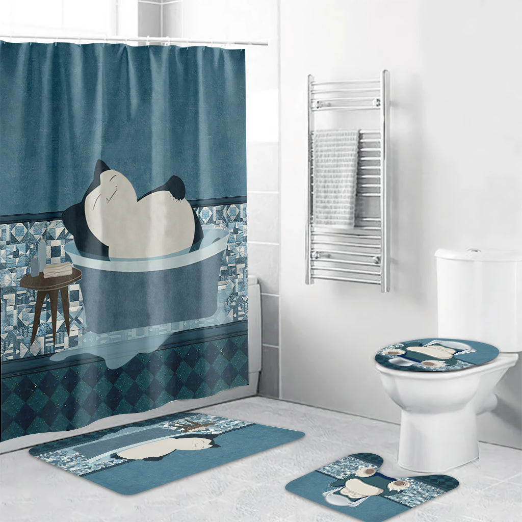 Sleepy Bath Monster Trainer Bathroom Curtain & Mats Set
