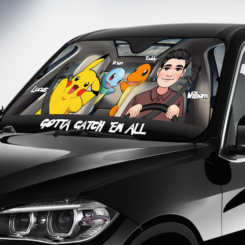 Go Catch Em All - Personalized Monster Trainer Car Sunshade
