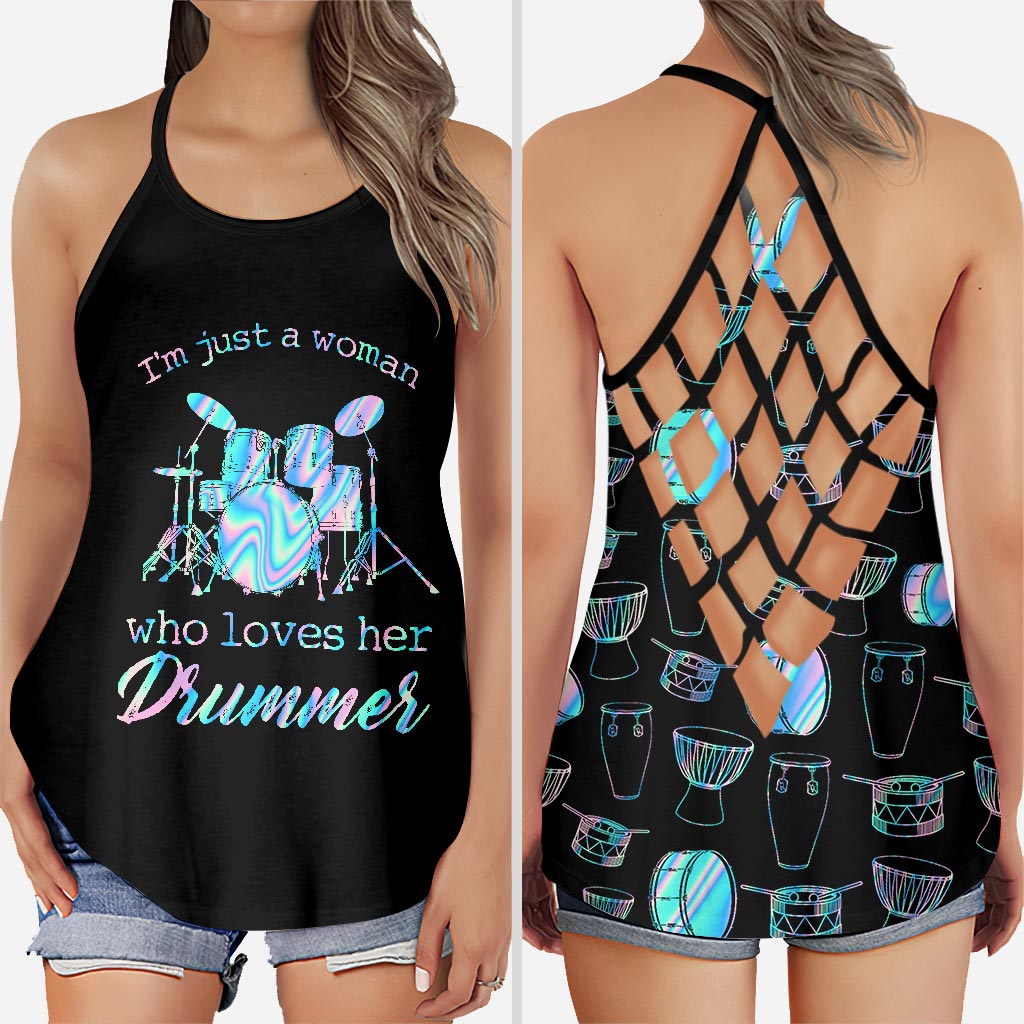 Love Her Drummer Cross Tank Top