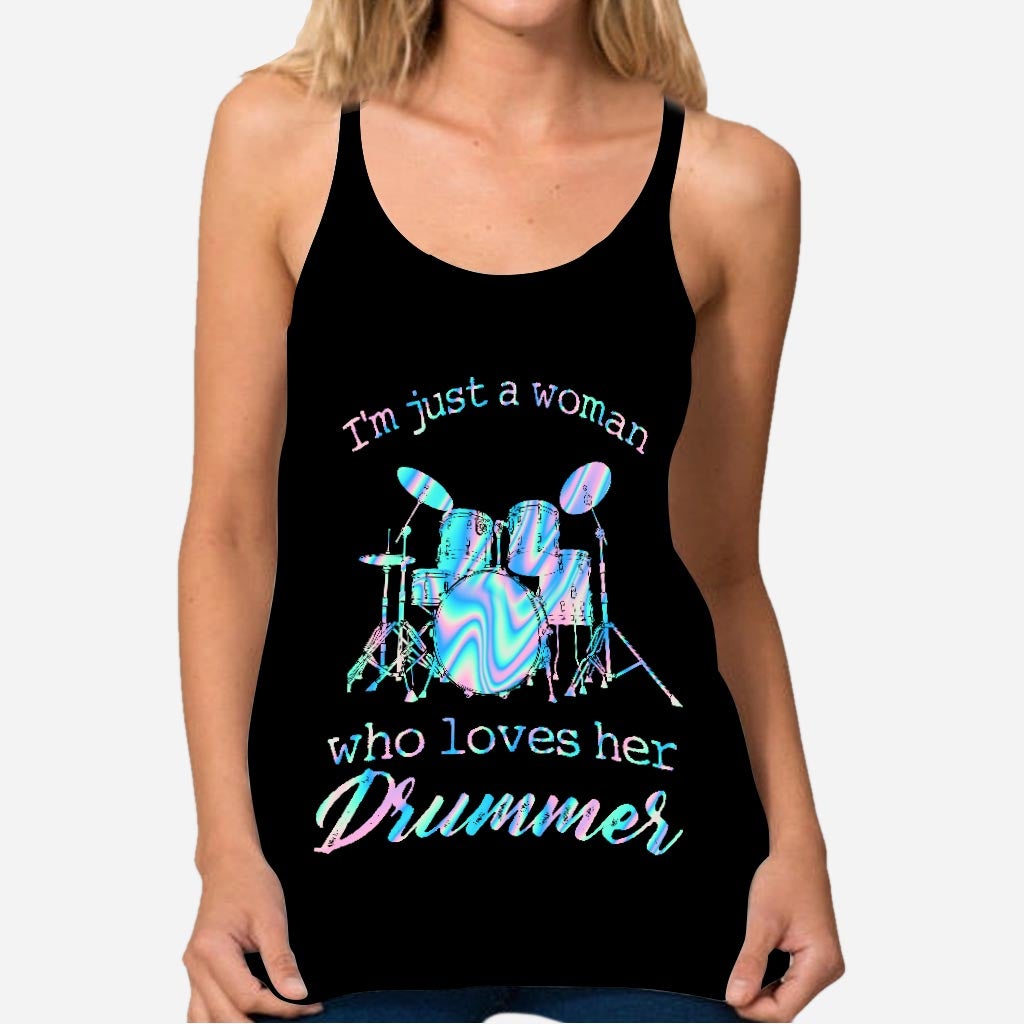 Love Her Drummer Cross Tank Top