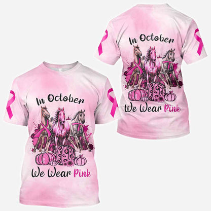 In October We Wear Pink - Breast Cancer Awareness All Over T-shirt and Hoodie