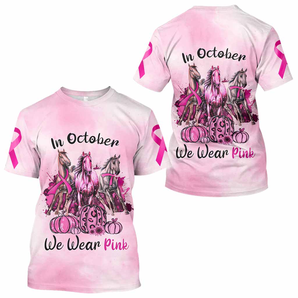 In October We Wear Pink - Breast Cancer Awareness All Over T-shirt and Hoodie