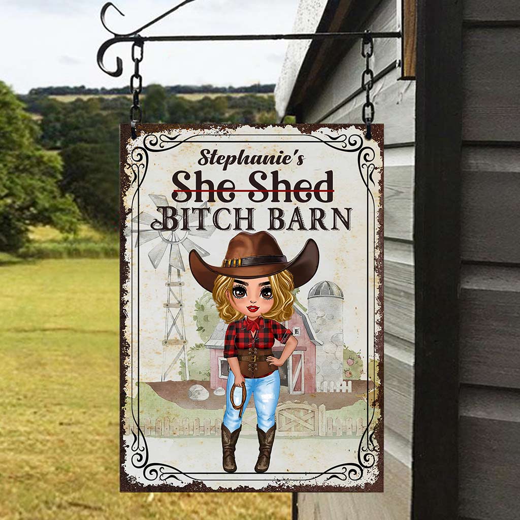 Horse Girl Barn - Personalized Rectangle Metal Sign