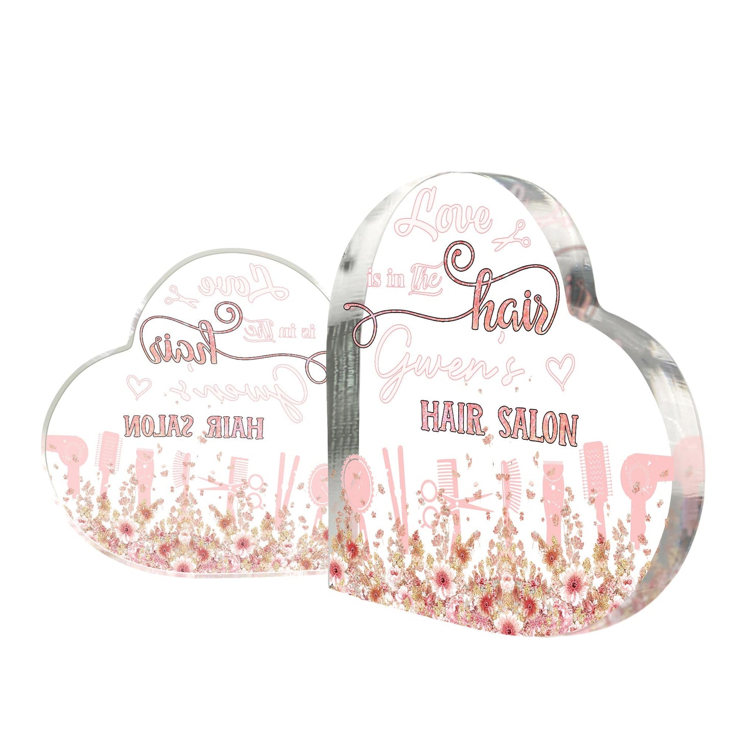 Love Is In The Hair - Personalized Hairdresser Custom Shaped Acrylic Plaque