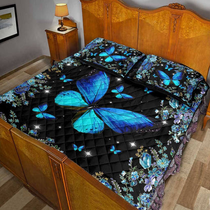 Magic Blue - Butterfly Quilt Bed Set