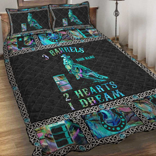 3 Barrels 2 Hearts 1 Dream - Personalized Horse Quilt Set