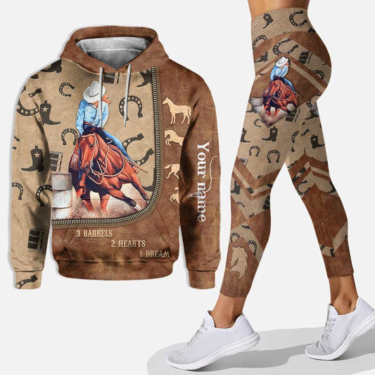 3 Barrels 2 Hearts 1 Dream - Personalized Horse Hoodie and Leggings