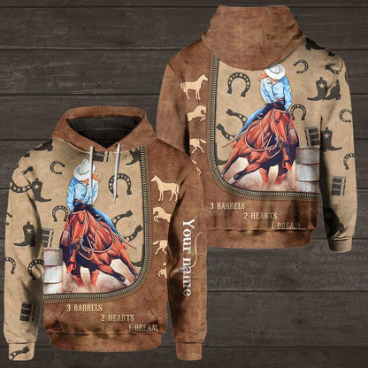 3 Barrels 2 Hearts 1 Dream - Personalized Horse Hoodie and Leggings