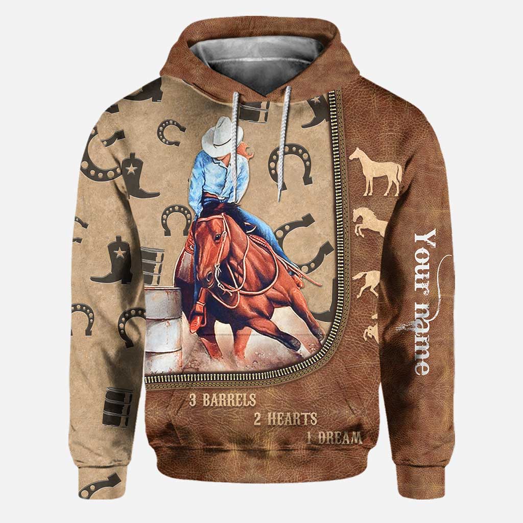 3 Barrels 2 Hearts 1 Dream - Personalized Horse Hoodie and Leggings