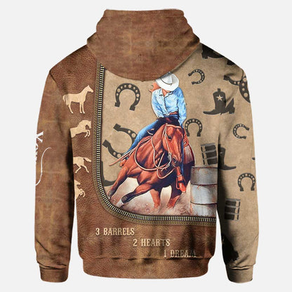 3 Barrels 2 Hearts 1 Dream - Personalized Horse Hoodie and Leggings