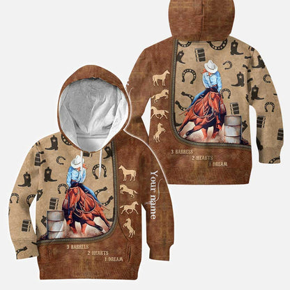 3 Barrels 2 Hearts 1 Dream - Personalized Horse Hoodie and Leggings