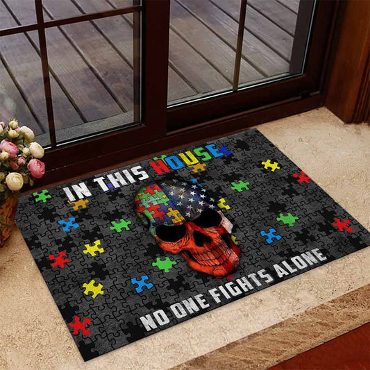 In This House No One Fights Alone - Autism Awareness Doormat