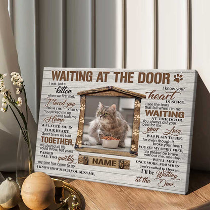 Waiting At The Door - Personalized Cat Canvas And Poster