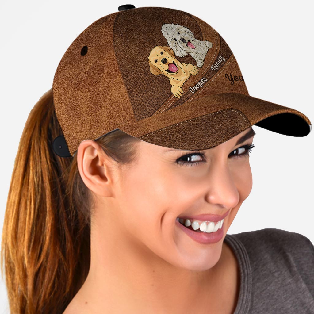 Dog Lovers - Leather Pattern Print Personalized Dog Classic Cap