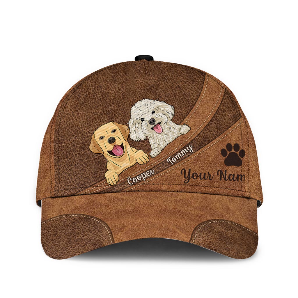 Dog Lovers - Leather Pattern Print Personalized Dog Classic Cap