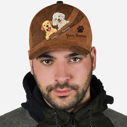 Dog Lovers - Leather Pattern Print Personalized Dog Classic Cap