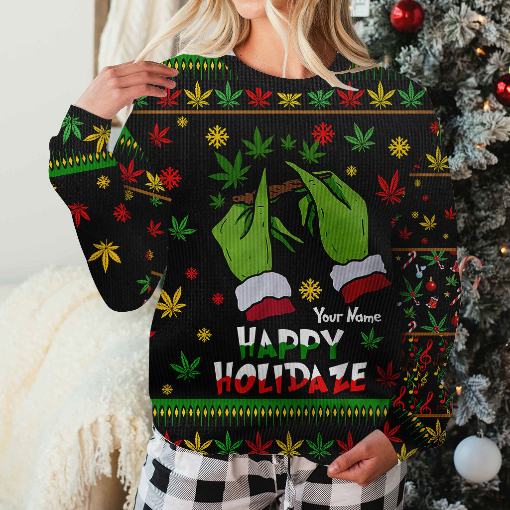 Happy Holidaze - Personalized Christmas Weed Sweater