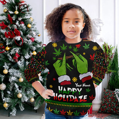 Happy Holidaze - Personalized Christmas Weed Sweater