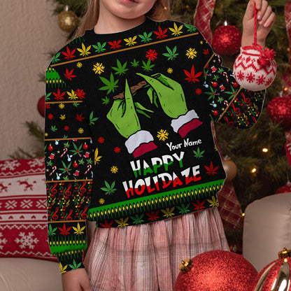 Happy Holidaze - Personalized Christmas Weed Sweater