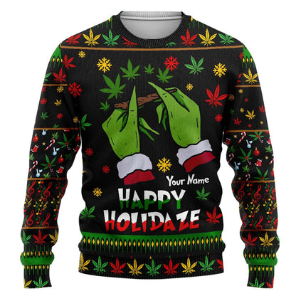 Happy Holidaze - Personalized Christmas Weed Sweater