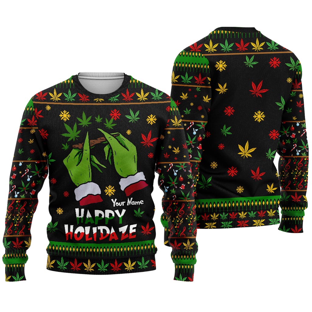 Happy Holidaze - Personalized Christmas Weed Sweater