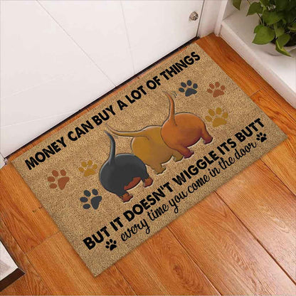 Money Can Buy A Lot Of Things - Dachshund Coir Pattern Print Doormat