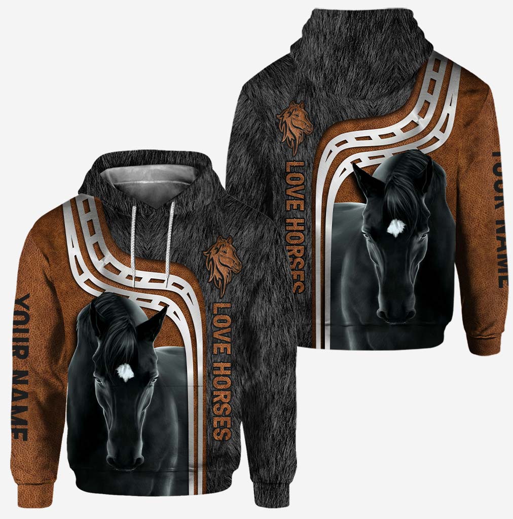 Love Horses - Personalized Hoodie and Leggings With 3D Pattern Print