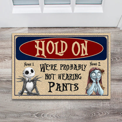 Hold On - Personalized Couple Nightmare Doormat