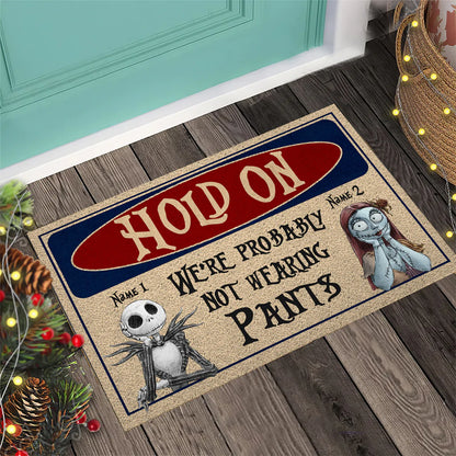 Hold On - Personalized Couple Nightmare Doormat