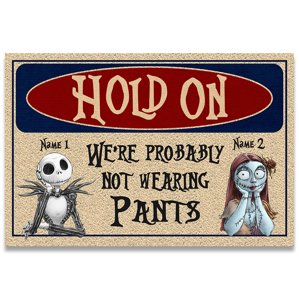 Hold On - Personalized Couple Nightmare Doormat