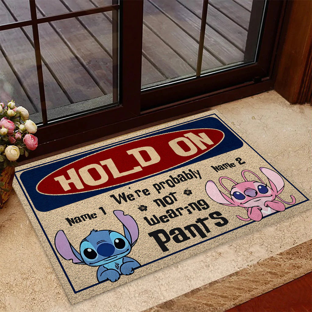 Hold On - Personalized Couple Ohana Doormat