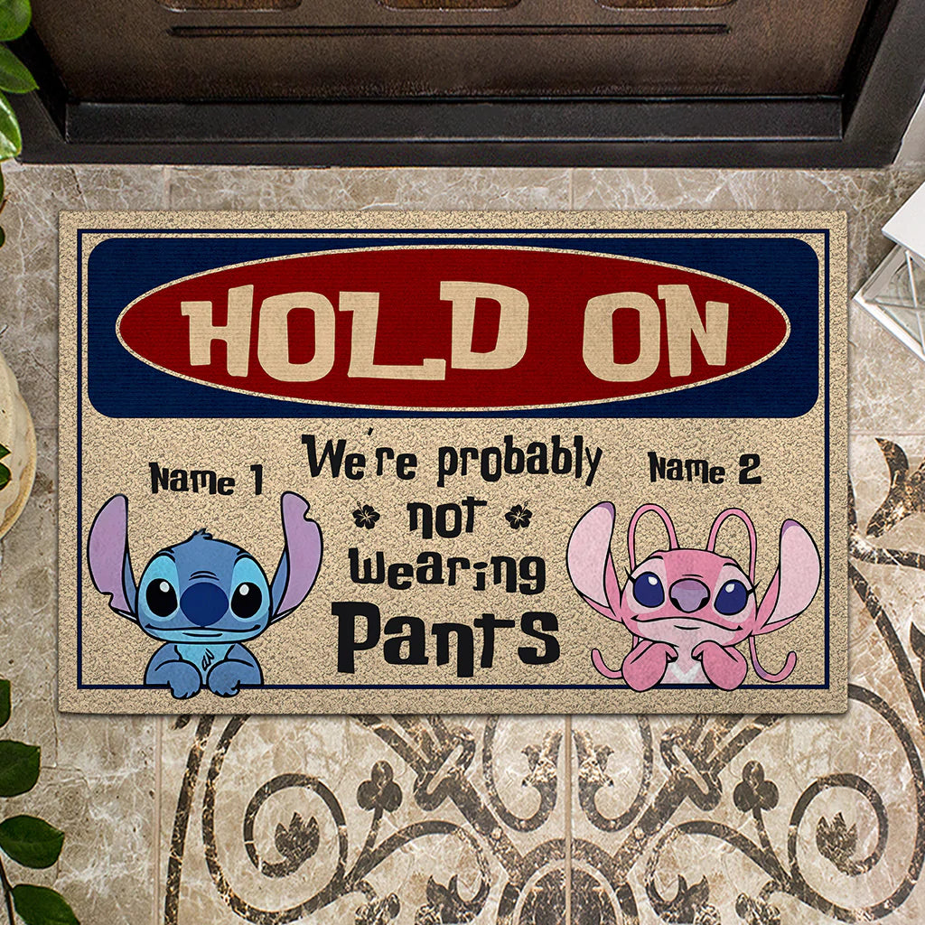 Hold On - Personalized Couple Ohana Doormat