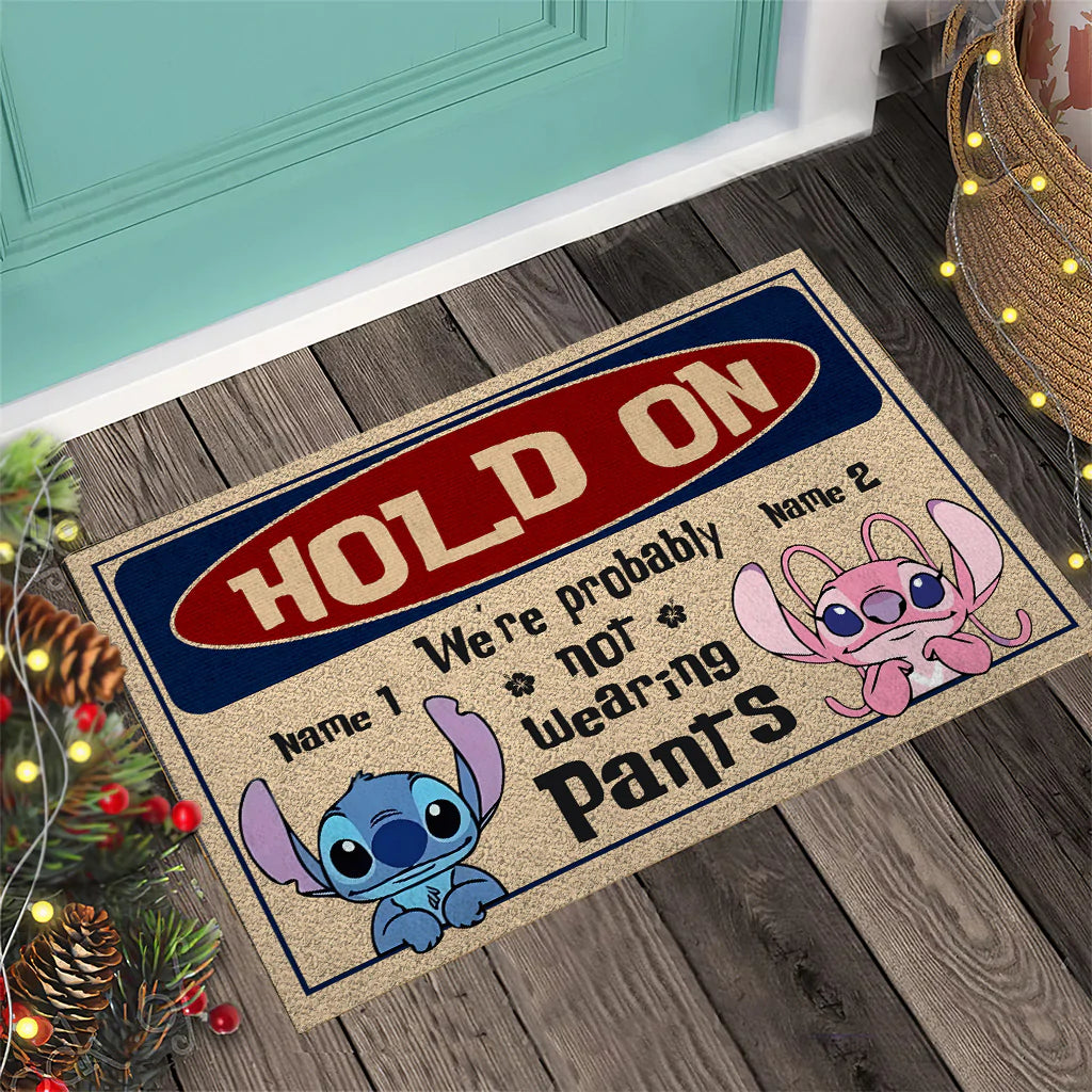 Hold On - Personalized Couple Ohana Doormat