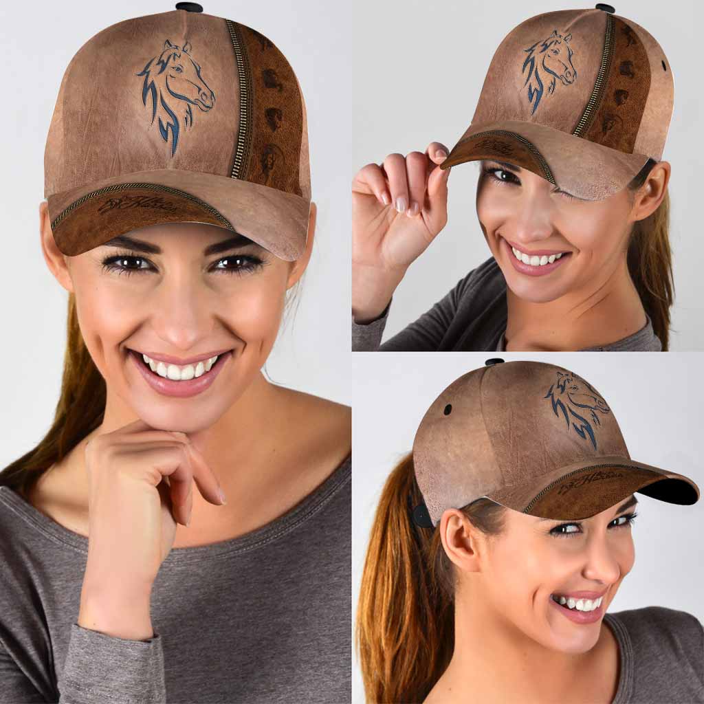 Love Horses Leather Pattern Print Cap