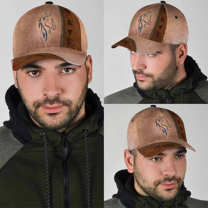 Love Horses Leather Pattern Print Cap