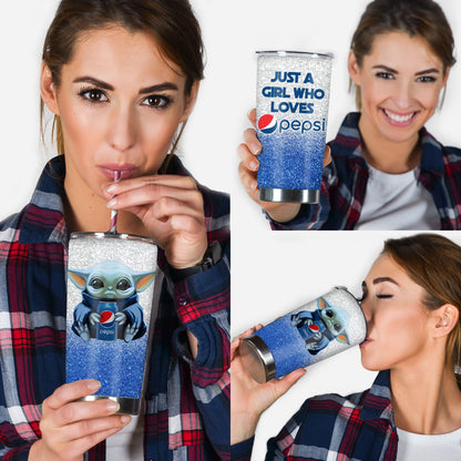 Just A Girl Who Loves - Blue Soft Drink Tumbler